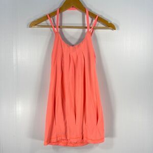 Lululemon‎ Neon Coral Athletic Tank Top Built-in Bra Womens Size 2